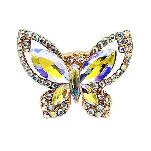GOLD BUTTERFLY RING AB STONES ( 2013 GDAB )