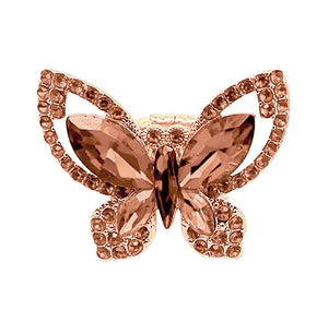 GOLD BUTTERFLY RING TOPAZ STONES ( 2013 GDLCT )