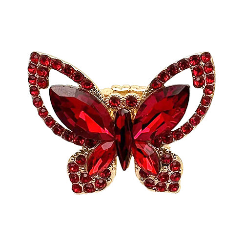 GOLD BUTTERFLY RING RED STONES ( 2013 GDLSM )