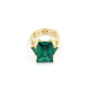 GOLD EMERALD GREEN STRETCH RING CZ CUBIC ZIRCONIA STONE ( 2017 GDEMR )