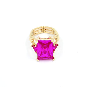 GOLD FUCHSIA STRETCH RING CZ CUBIC ZIRCONIA STONE ( 2017 GDFSH )