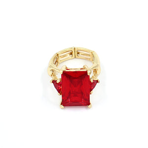 GOLD RED STRETCH RING CZ CUBIC ZIRCONIA STONE ( 2017 GDLSM )