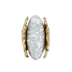 GOLD OVAL STRETCH RING Silver STONE ( 2095 GDSV )
