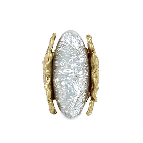 GOLD OVAL STRETCH RING Silver STONE ( 2095 GDSV )