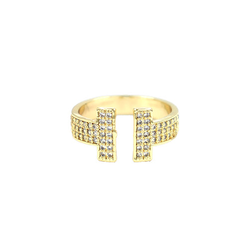 GOLD RING BRASS CZ STONES ADJUSTABLE ( 2151 GD )