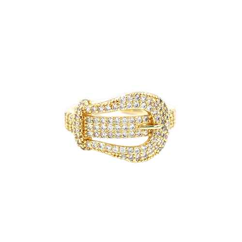 GOLD BUCKLE RING LEAR STONES ( 2154 GD )