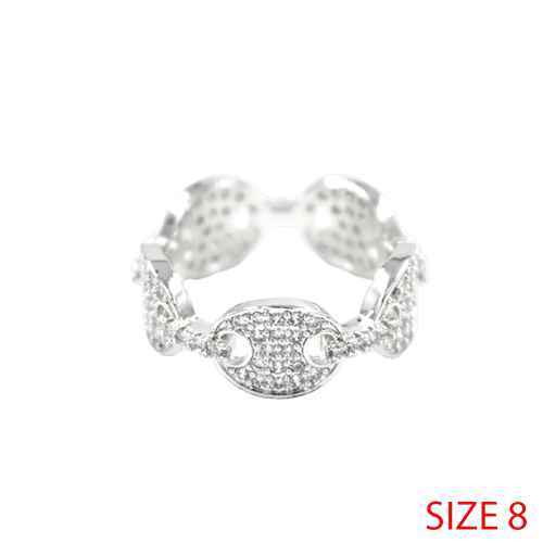 SILVER RING CLEAR STONES SIZE 8 ( 2158 8RD )