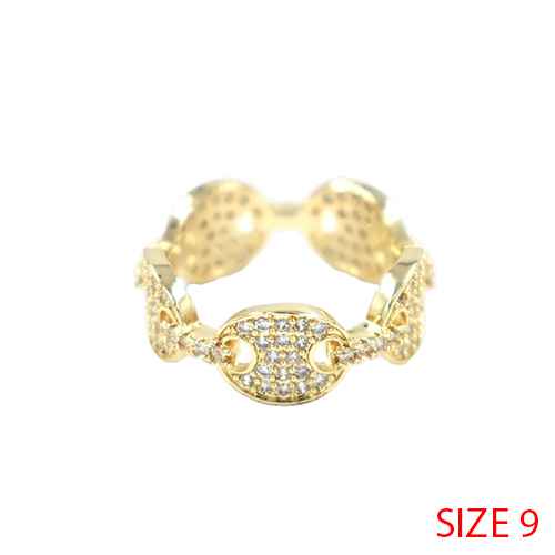GOLD RING CLEAR STONES SIZE 9 ( 2158 9GD )