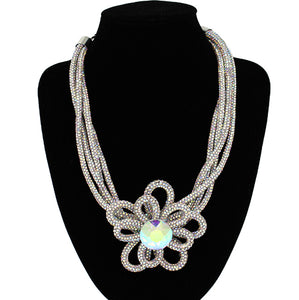 RHINESTONE NECKLACE SET FLOWER ( 2128 RDAB )