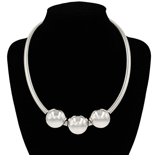 SILVER BALL NECKLACE ( 2131 RD )