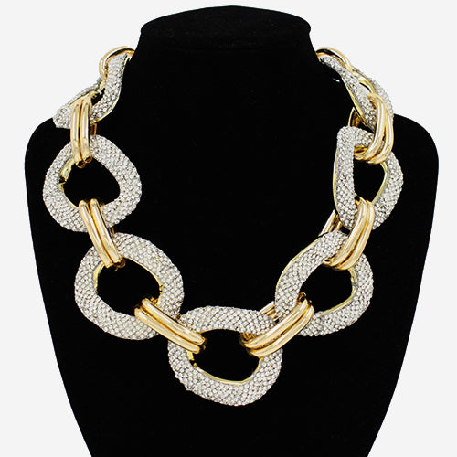 GOLD CLEAR CHAIN LINK NECKLACE ( 2134 GDCLR )