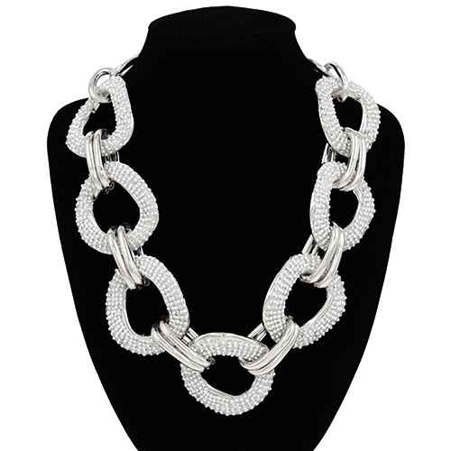 SILVER White Pearls CHAIN LINK NECKLACE ( 2134 RDWHT )