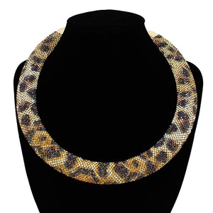 GOLD LEOPARD PRINT NECKLACE SET ( 2144 LEO )