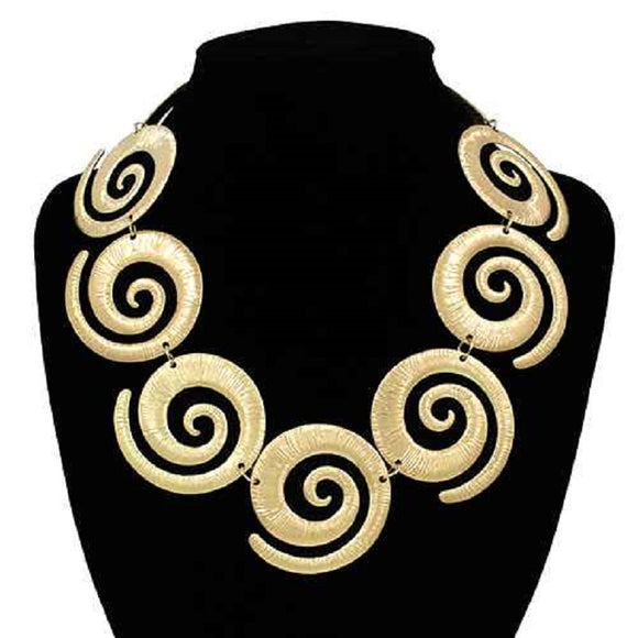 TEXTURED GOLD SWIRL NECKLACE ( 2164 GD )