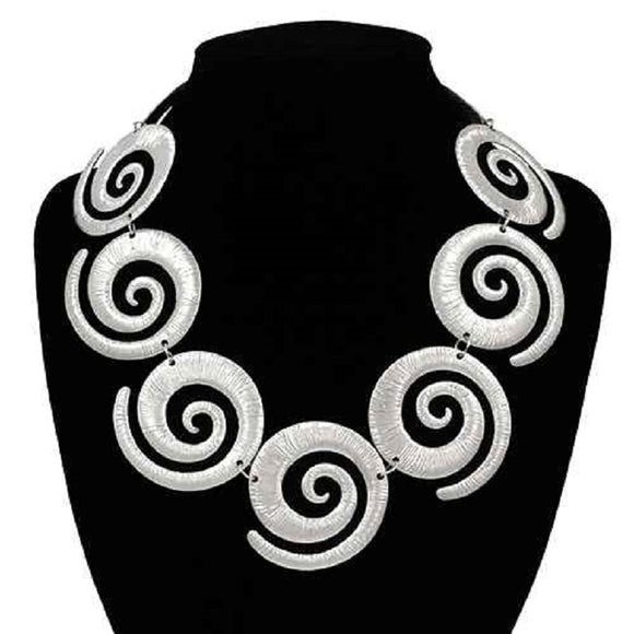 TEXTURED SILVER SWIRL NECKLACE ( 2164 RD )