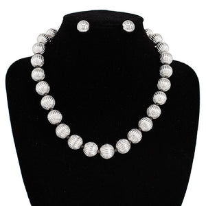 Silver Ball Necklace Set ( 3133 RD )