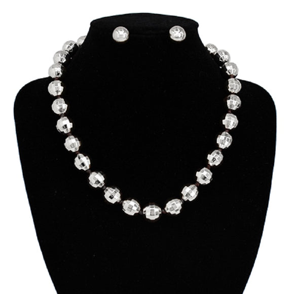 Silver Necklace Set ( 3134 RD )