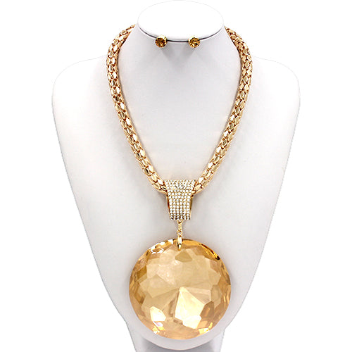 Gold NECKLACE SET Topaz STONES ( 7299 GDLCT )