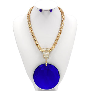 Gold NECKLACE SET Blue STONES ( 7299 GDSAP )