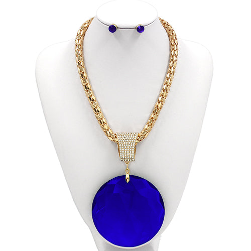 Gold NECKLACE SET Blue STONES ( 7299 GDSAP )