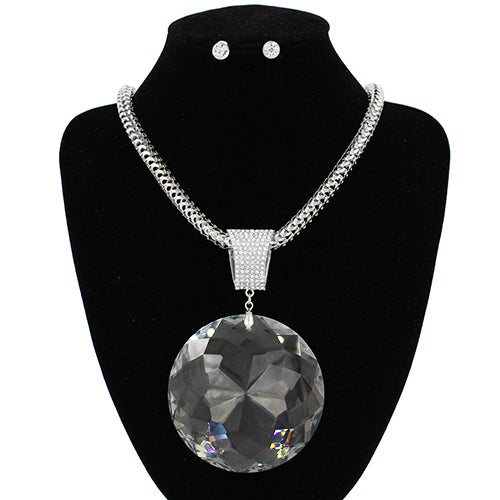 Silver NECKLACE SET Clear STONES ( 7299 RDCLR )