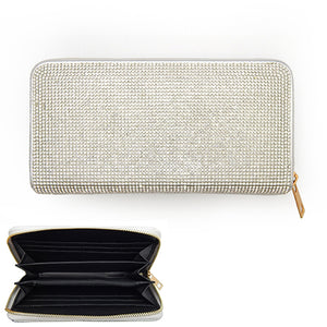 CLEAR Rhinestone Wallet with GOLD Single Zipper ( 6050 SVCLR )