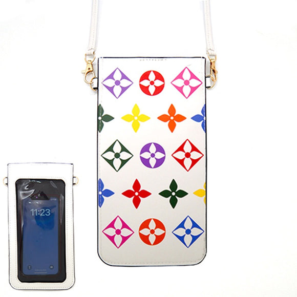 WHITE MULTI COLOR STAR DESIGN Phone Pouch Easy Touch ( 6185 STARWHT )