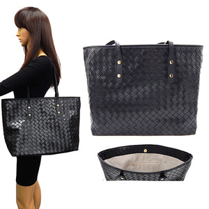 WEAVING PATTERN TOTE BAG ( 6191 BLK )