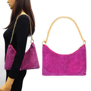 FUCHSIA RHINESTONE BAG WITH CHAIN STRAP ( 6193 FSH )