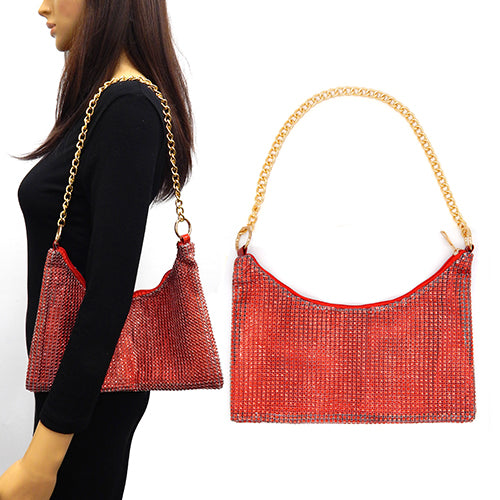 RED RHINESTONE BAG WITH CHAIN STRAP ( 6193 RED )