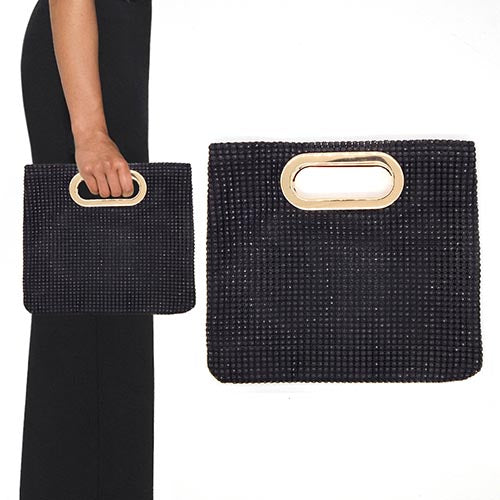 RHINESTONE BAG METAL HANDLE ( 6194 BLK )