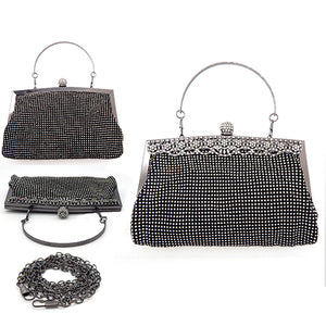 BLACK CLUTCH CLEAR STONES ( 6204 BK )