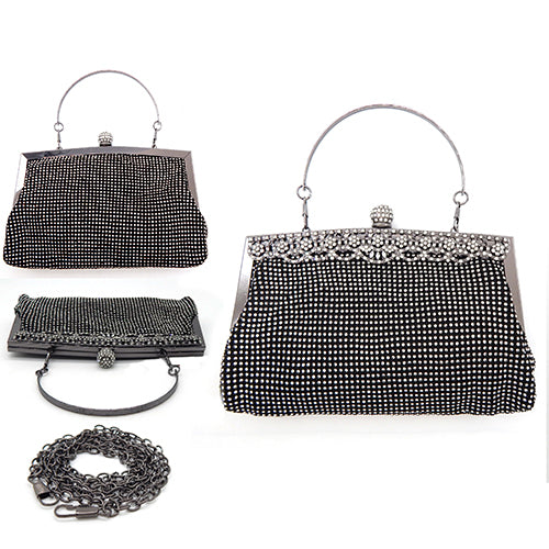 BLACK CLUTCH CLEAR STONES ( 6204 BK )