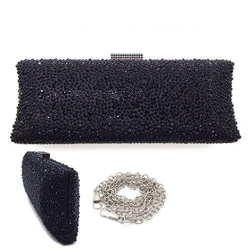 BLACK EVENING CLUTCH METALLIC ( 6215 BLK )