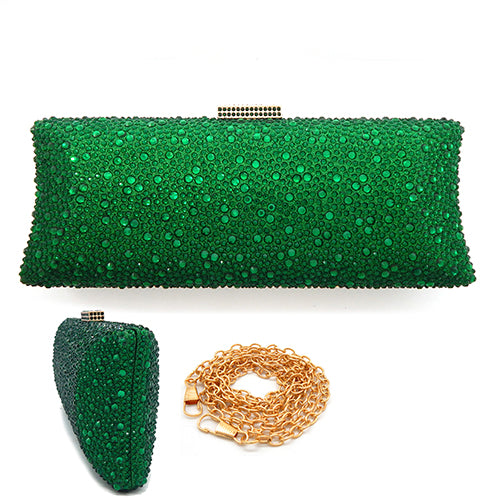 GREEN EVENING CLUTCH METALLIC ( 6215 GRN )