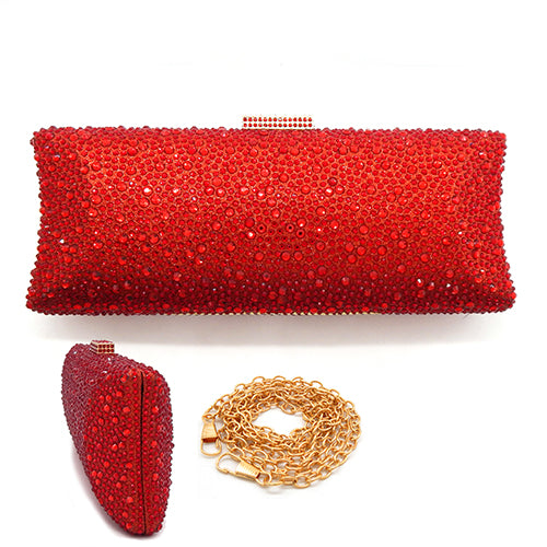 RED EVENING CLUTCH METALLIC ( 6215 RED )