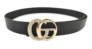 BLACK BELT GOLD G CLEAR STONES Plus Size ( 0008 GPBK )