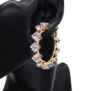 GOLD CLEAR HOOP EARRINGS ( 3211 GDCLR )