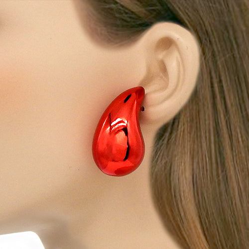 RED TEARDROP SHAPE EARRINGS ( 3256 RED )