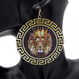 GOLD LION ROUND SHAPE EARRINGS ( 3258 GDLION )