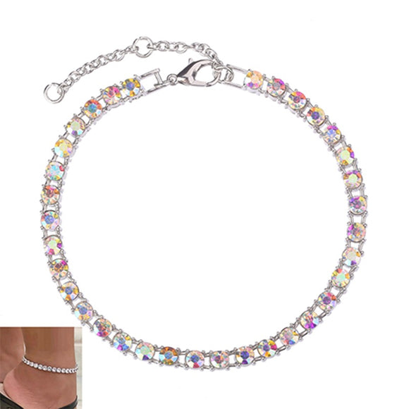 BASKET SETTING 5MM SILVER AB ANKLET TENNIS CHAIN ( 3013 )