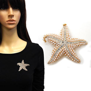 CREAM PEARL SEA LIFE EPOXY BROOCH ( 4014 GDCRM )
