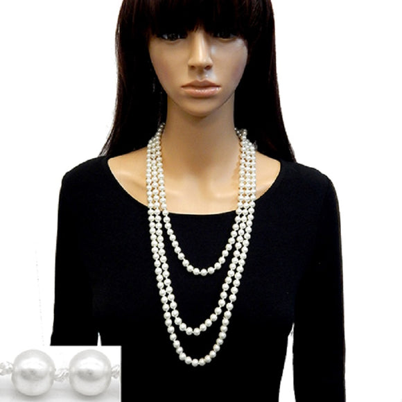 WHITE PEARL NECKLACE ( 3328 WHT )