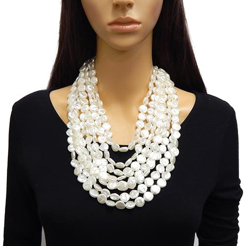 WHITE ROUND NECKLACE ( 3334 RDWHT )