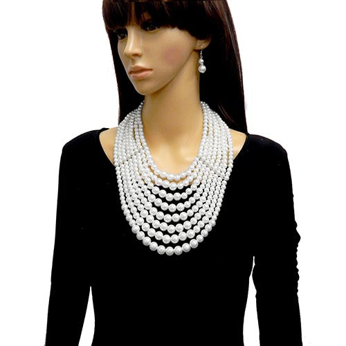 WHITE PEARL NECKLACE SET ( 2061 RDWHT )