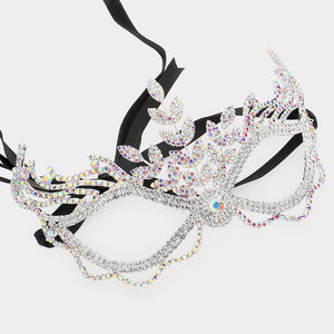 SILVER AB RHINESTONE MASK ( 1318 SAB )