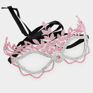 SILVER PINK RHINESTONE MASK ( 1318 SPK )