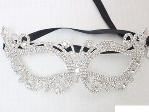 SILVER CLEAR RHINESTONE MASK ( 1336 SCRY )