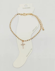 GOLD CROSS ANKLET ( 0309 GDCR )