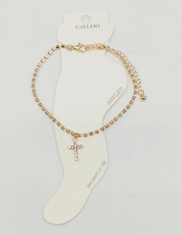 GOLD CROSS ANKLET ( 0309 GDCR )